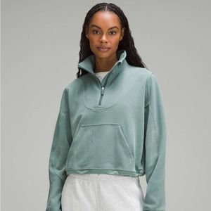 lululemon brushed softstreme ribbed half-zip medium forest green